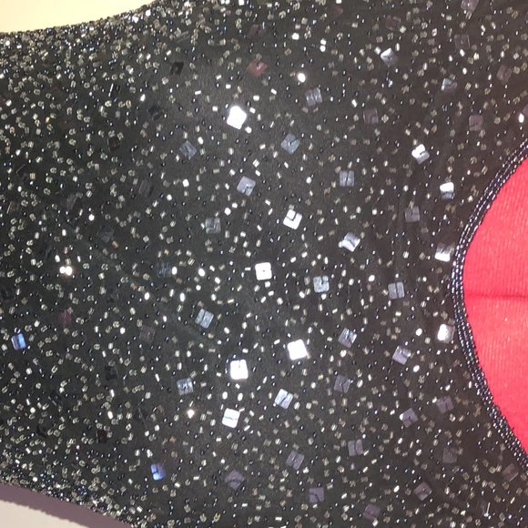 Stenay Vtg 90s Black Silk Beaded Full Length Dress Glamcore Old Money Sparkly - Picture 4 of 16